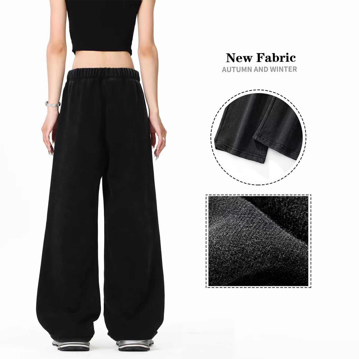 360G Heavyweight Acid Wash Vintage Loose Wide Leg Printing Custom Oversized Streetwear Baggy Pants Mens